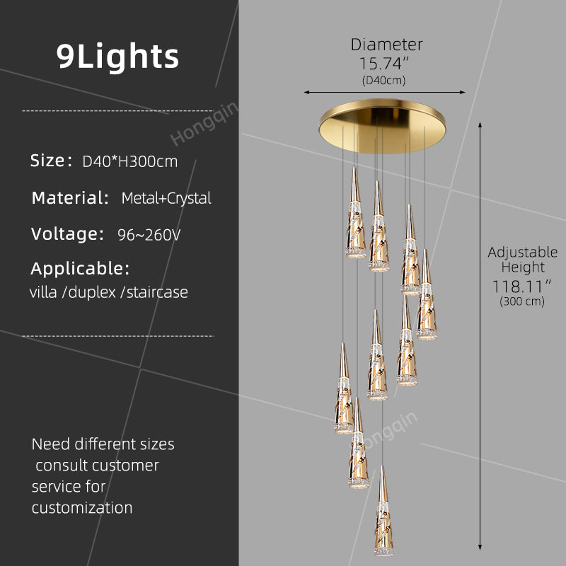Modern Crystal Chandelier Loft Pendant Light Chandelier for Stairs Designer Pendant Lamp Suspension Ceiling Light