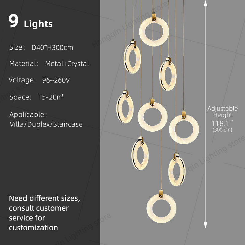 Stair Chandelier Nordic Minimalist Marble Staircase Pendant Light Villa Staircase High Ceiling Chandelier Luxury Lighting