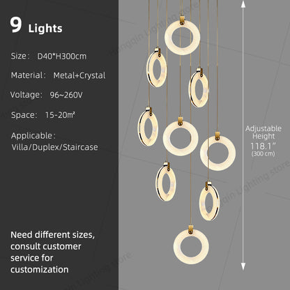 Stair Chandelier Nordic Minimalist Marble Staircase Pendant Light Villa Staircase High Ceiling Chandelier Luxury Lighting