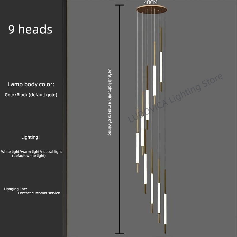 Duplex Attic Staircase Chandelier Long LED Chandelier Stair Pendant Dining Room Stair Chandeliers