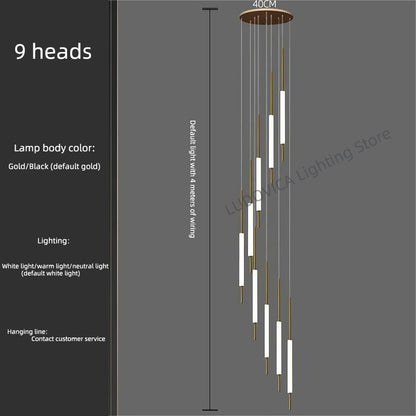 Duplex Attic Staircase Chandelier Long LED Chandelier Stair Pendant Dining Room Stair Chandeliers