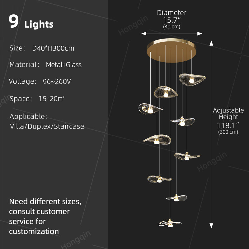 Staircase Duplex Loft Pendant Light Rotating Staircase Light Glass Pendants Lighting Modern Ceiling Chandelier