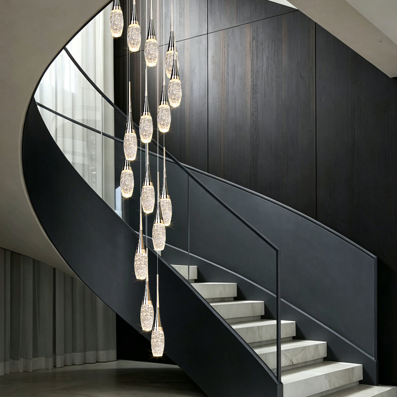 Modern Staircase Pendant Light Luxury Villa Attic Restaurant Suspended Ceiling Ceiling Light Designer Crystal Pendant Light