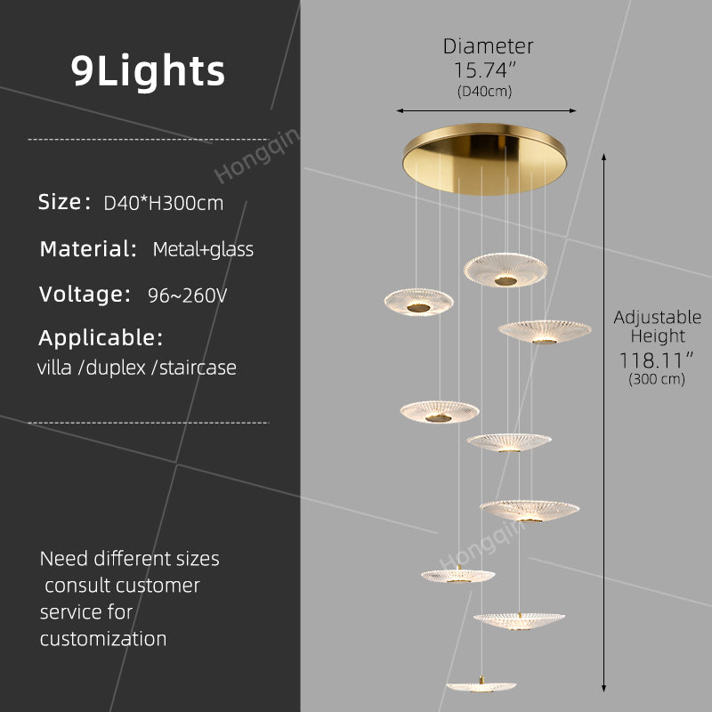 Modern Glass Stair Chandelier Villa Duplex Loft Ceiling Hanging Light