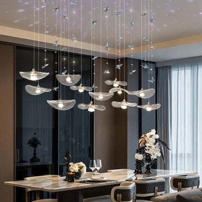 Restaurant Pendant Light Modern Villa Loft Chandelier Designer Lotus Leaf Glass Ceiling Hanging Chandelier