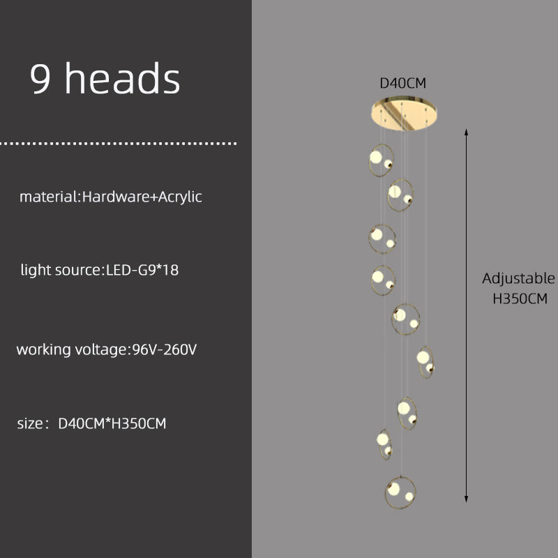 modern staircase light Luxury Villa Attic Stair Chandelier