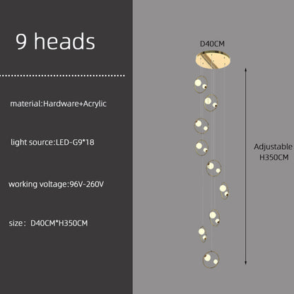 modern staircase light Luxury Villa Attic Stair Chandelier