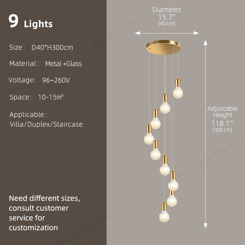 Modern Luxury Long Glass Stairs Chandelier
