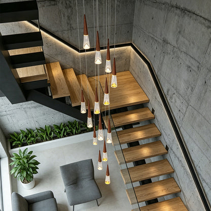 Staircase Hanging Light Rotating Staircase Crystal Chandelier Hanging Lamp Hall Villa High Ceiling Long Pendant Light Lighting