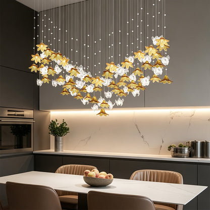Dining Room Chandeliers Modern Villa Dining Table Island Pendant Lamp Creative Glass Flower Hanging Lamp