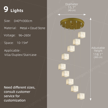 Nordic Chandelier Stairs High Ceiling Staircase Marble Chandelier