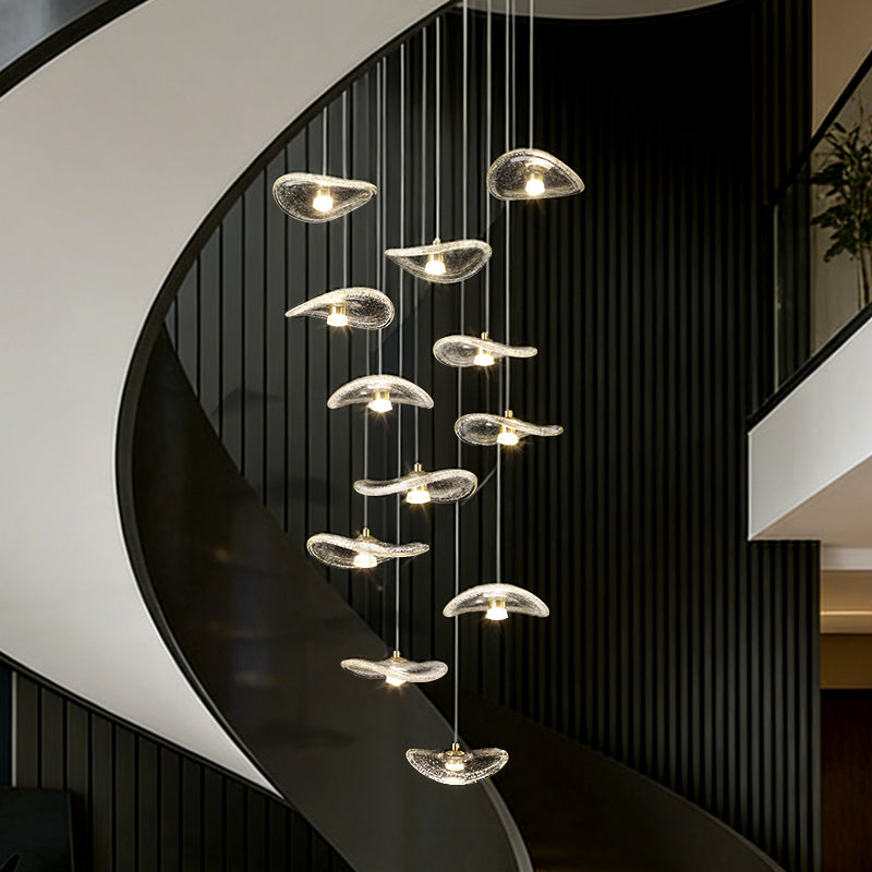 Indoor Rotating Staircase Hanging Lights Nordic Minimalist Villa Staircase Glass High Ceiling Chandelier Luxury Lighting