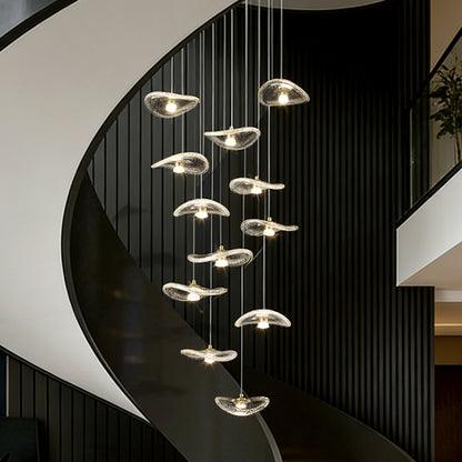 Indoor Rotating Staircase Hanging Lights Nordic Minimalist Villa Staircase Glass High Ceiling Chandelier Luxury Lighting