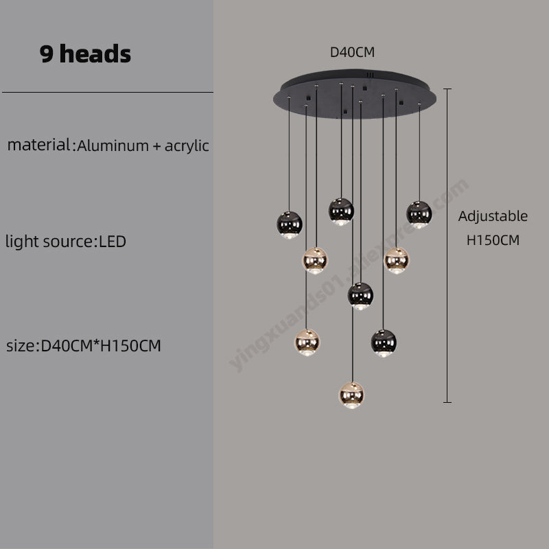 Luxury LED Staircase nordic minimalist Chandelier