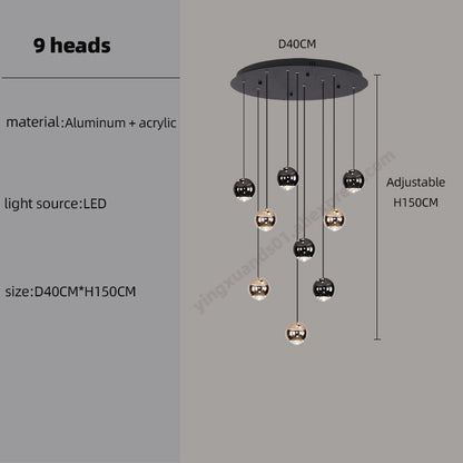 Luxury LED Staircase nordic minimalist Chandelier