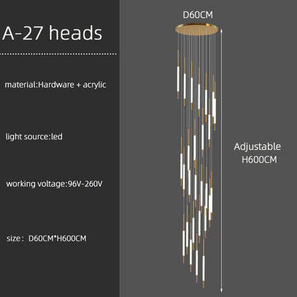 Duplex Attic Staircase Chandelier Long LED Chandelier Stair Pendant Dining Room Stair Chandeliers