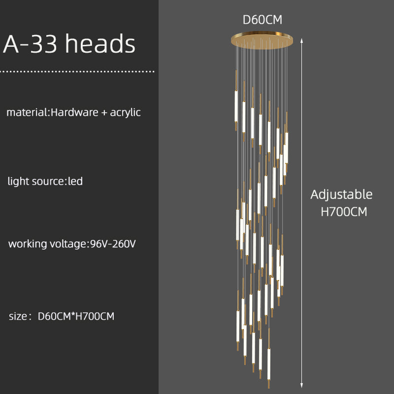 Duplex Attic Staircase Chandelier Long LED Chandelier Stair Pendant Dining Room Stair Chandeliers