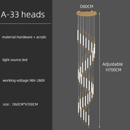 Duplex Attic Staircase Chandelier Long LED Chandelier Stair Pendant Dining Room Stair Chandeliers