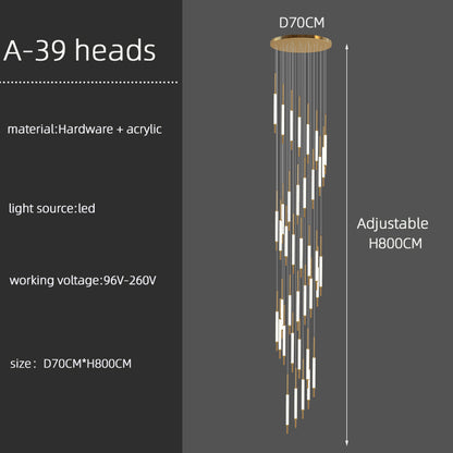 Duplex Attic Staircase Chandelier Long LED Chandelier Stair Pendant Dining Room Stair Chandeliers