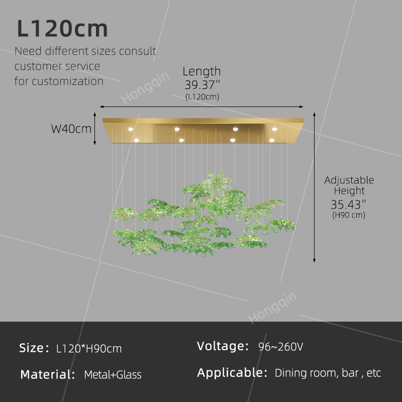Modern Green Leaf Glass living room Chandelier
