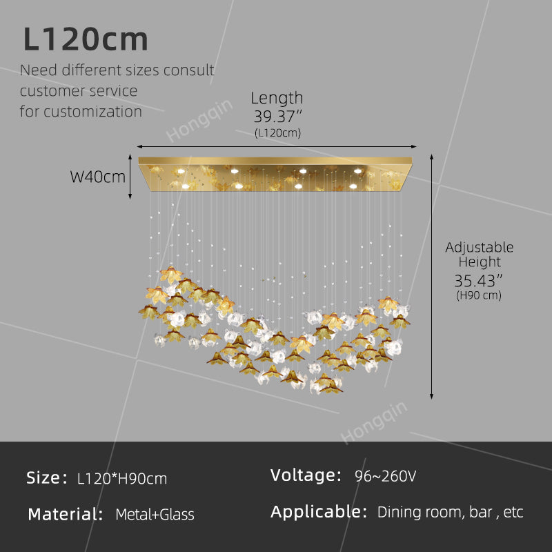 Dining Room Chandeliers Modern Villa Dining Table Island Pendant Lamp Creative Glass Flower Hanging Lamp