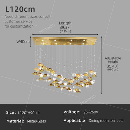 Dining Room Chandeliers Modern Villa Dining Table Island Pendant Lamp Creative Glass Flower Hanging Lamp