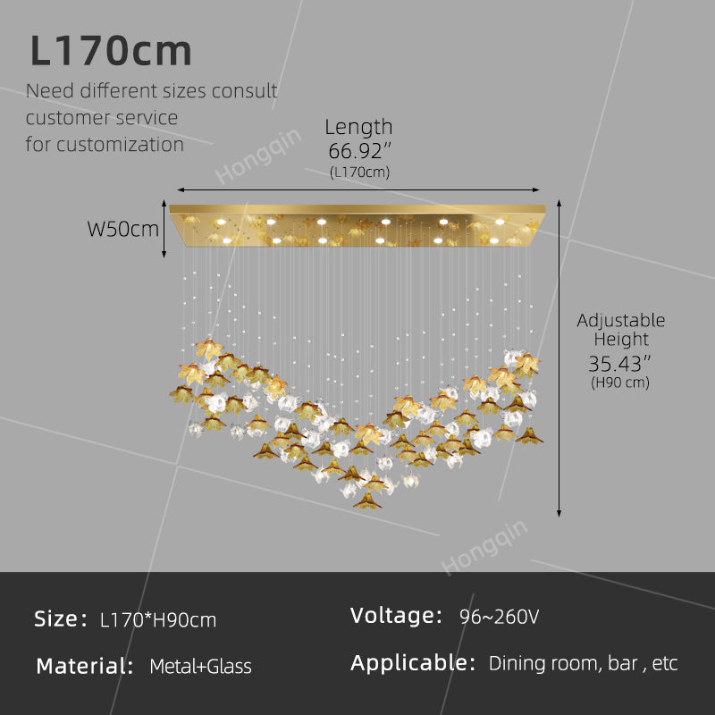 Dining Room Chandeliers Modern Villa Dining Table Island Pendant Lamp Creative Glass Flower Hanging Lamp