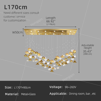 Dining Room Chandeliers Modern Villa Dining Table Island Pendant Lamp Creative Glass Flower Hanging Lamp