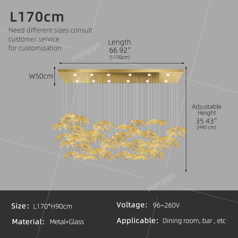 High End Art Glass Leaf Pendant Chandelier