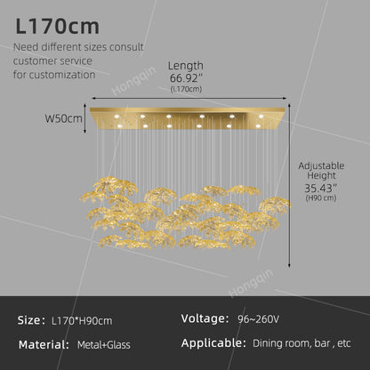 High End Art Glass Leaf Pendant Chandelier