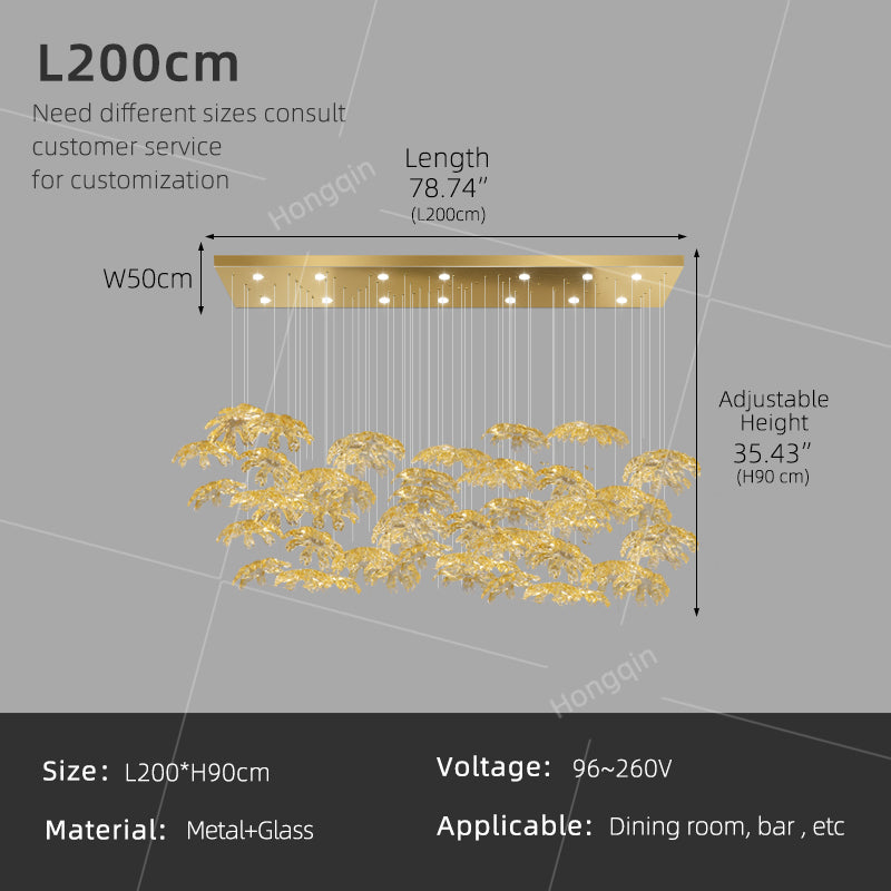 High End Art Glass Leaf Pendant Chandelier