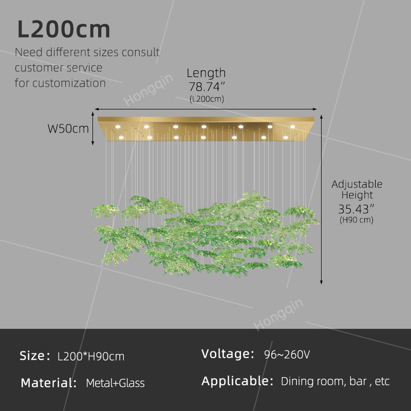Modern Green Leaf Glass living room Chandelier