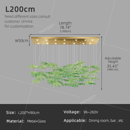 Modern Green Leaf Glass living room Chandelier