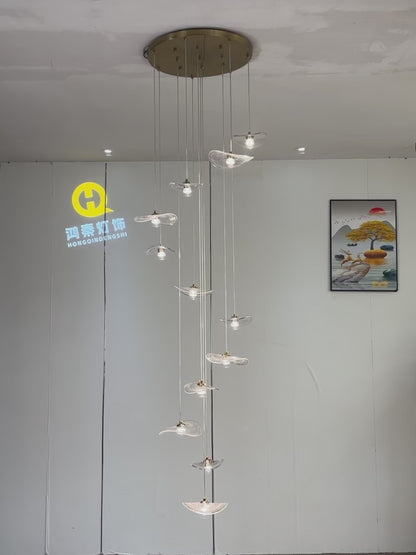 Staircase Duplex Loft Pendant Light Rotating Staircase Light Glass Pendants Lighting Modern Ceiling Chandelier