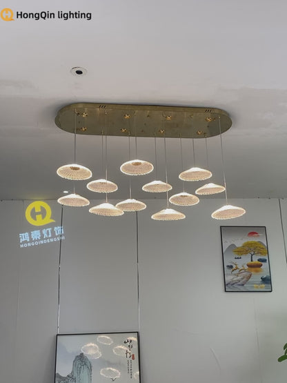 Ripple Water Glass Chandelier Dining Table Kitchen Dining Room Art Chandelier Island Bar Pendant Lamp