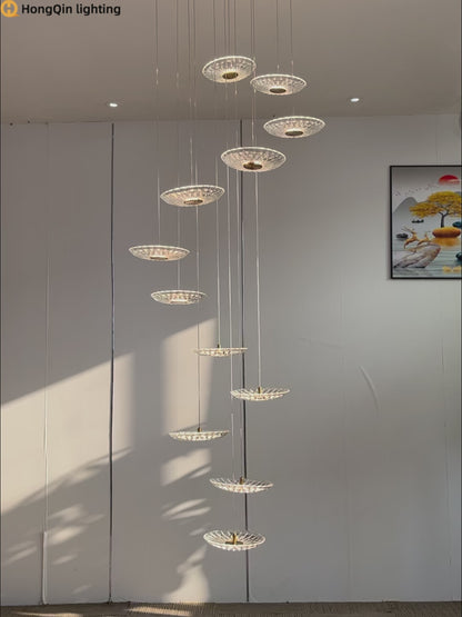 Luxury Glass Long Duplex Attic Stair Chandelier