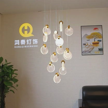 Modern Luxury Staircase Crystal Raindrop Pendant Light