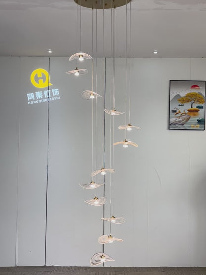 Indoor Rotating Staircase Hanging Lights Nordic Minimalist Villa Staircase Glass High Ceiling Chandelier Luxury Lighting