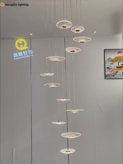 Modern Glass Stair Chandelier Villa Duplex Loft Ceiling Hanging Light