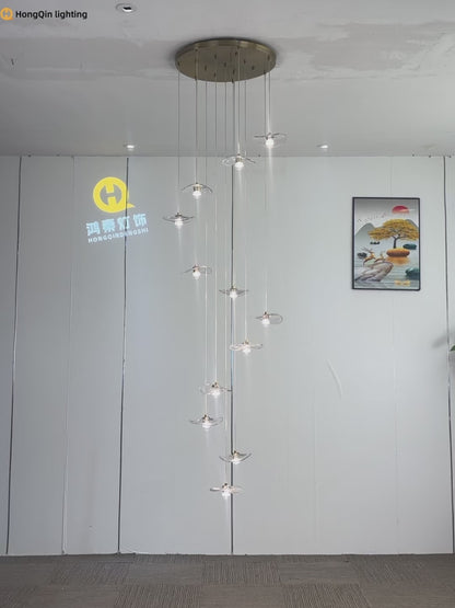 Stair Chandelier Luxury Nordic Minimalist Glass Staircase Chandelier Lighting Villa Staircase High Ceiling Chandelier