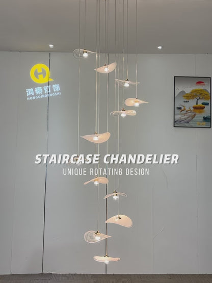 Stair Light LED Glass Chandelier Modern Pendant Light for Living Restaurant Staircase Long Villa Hote Luxury Stairwell Lighting
