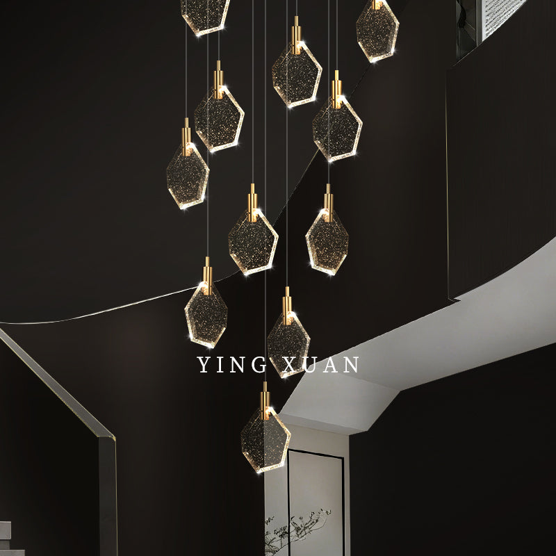 Modern Crystal Stair Suspended Villa LED Stair Pendant Light