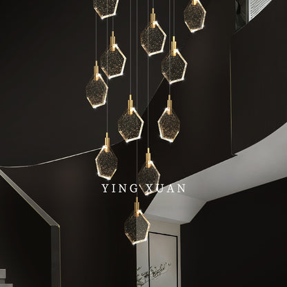 Modern Crystal Stair Suspended Villa LED Stair Pendant Light